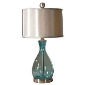 Uttermost 29 Inch Meena Lamp In Clear Blue, Mouth Blown Glass Body w 