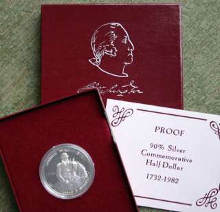   WASHINGTON Half Dollar SILVER PROOF Commemorative Coin Box COA  