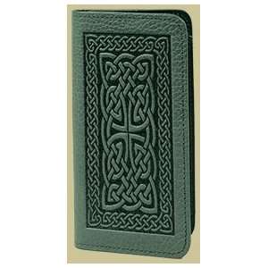    Celtic Braid   Green Leather Check Book Cover