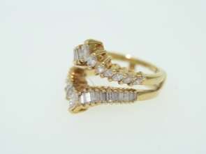   Gold 1.40ct Marquise & Baguette Diamond Ring Guard Wrap Size 4  