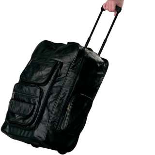 Genuine LEATHER Large 22 Rolling Bag Backpack Black  