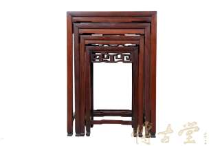 Chinese Antique 4 carved Rosewood Nesting Table 11LP01  