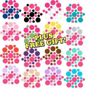 Polka Dots Vinyl Wall Decals Stickers + with Free Pen [Peel and Stick 