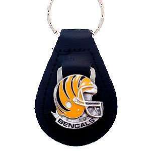  Cincinnati Bengals Small Fine Leather/Pewter Key Ring   NFL 