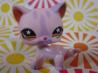   Pet Shop LPS #933 Pink / Light Purple Short Hair Striped Cat  