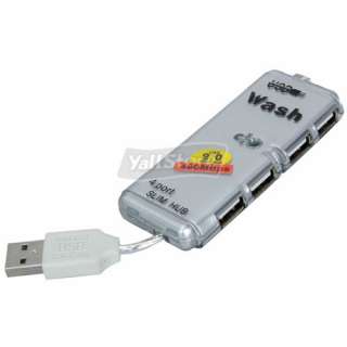 New Mini 4 Port High Speed USB 2.0 HUB for PC LAPTOP Silver  