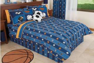 Boys Sports Balls Soccer Comforter Bedding Set Full 10p  