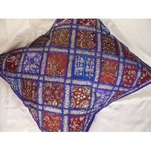  Purple Beaded Decorative Sari Floor Pillow Euro Sham 26 
