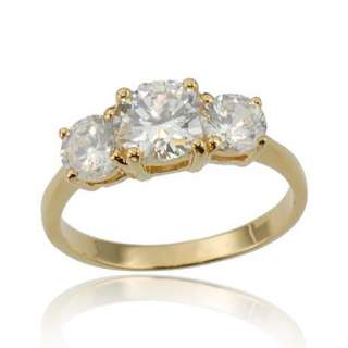 Three Stone CZ Cubic Zirconia Gold EP 925 Sterling Silver Anniversary 