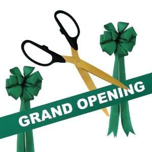   Ribbon Cutting Scissors with 5 Yards of 6 Green Grand Opening Ribbon