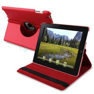   ° Rotating Magnetic Leather Case Smart Cover Swivel Stand Red  