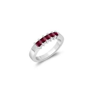 0.35 Cts Ruby Five Stone Wedding Band in 14K White Gold 3 