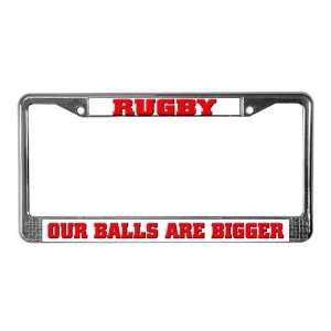 Rugby bigger balls Sports License Plate Frame by CafePress 