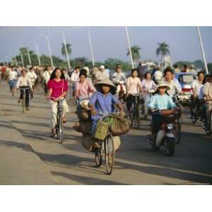  Cyclists in Morning Rush Hour on Phu Xuan Bridge, Hue 