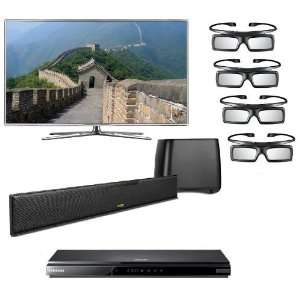  LED HDTV and Samsung 3D Blu ray Disc Player and two pairs of Samsung 