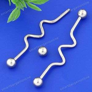 10pc Silver Tone Industrial Bar Tongue Ring Body Piercing Stainless 