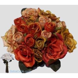 Orange Mix Silk Roses Bridal Bouquet