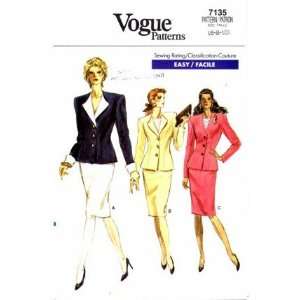  Vogue 7135 Sewing Pattern Misses Jacket Skirt Suit Size 6 