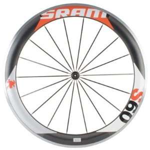 SRAM 2012 S60 Carbon Clincher Road Bicycle Wheel   Red Decals   Front 