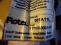 Flotec Submersible Thermoplastic Sump Pump 3/4 HP FP0S6000A 08 7000 