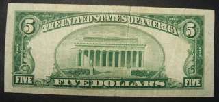 1934 A US SILVER CERTIFICATE 5 DOLLARS NOTE/PAPER MONEY  
