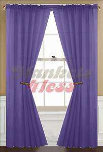 Purple Solid 4 Panels Voile Sheer Window Curtain   Brand New 