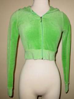 Womens JUICY COUTURE Green Cropped TRACK JACKET hoodie ~ P  