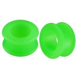 Green Implant grade silicone Double Flared Flare Tunnels Ear Gauge 